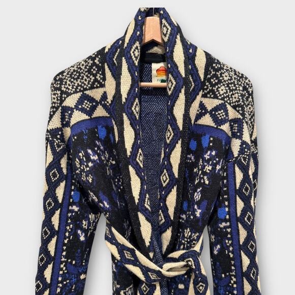 FARM RIO Macaw Forest Tie-belt Beaded Cardigan Size Small - Picture 8 of 16